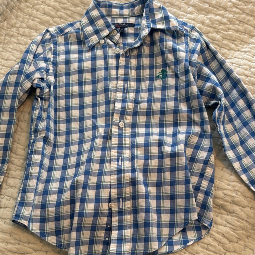 Brooks Brothers Kids Blue and White Checkered Shirt